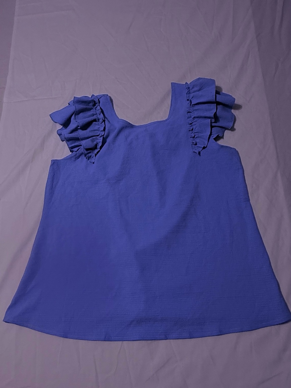 NWT Falechay Blue Ruffle Sleeve Summer Blouse w/ruffle sleeves Top Size XL